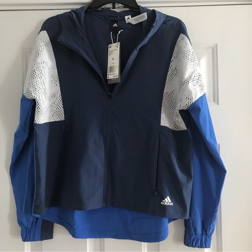 Adidas SID wind jacket NWT size Med Blue color block Women’s - Picture 2 of 5
